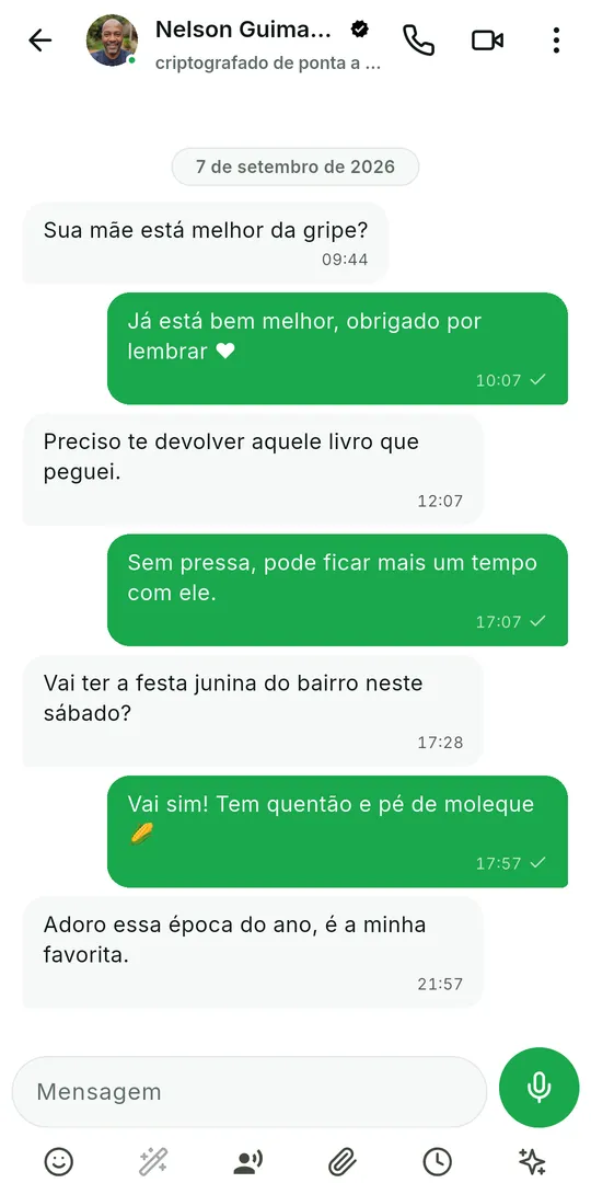 Conversa sem a mensagem apagada e sem o aviso Esta mensagem foi apagada