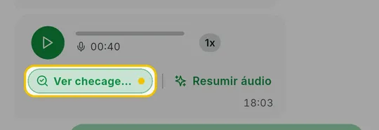 Bolha de áudio com o link Ver checagem de fatos