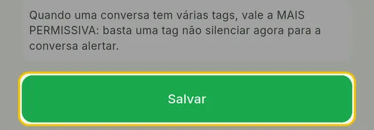 Botão Salvar no fim do painel Editar tag