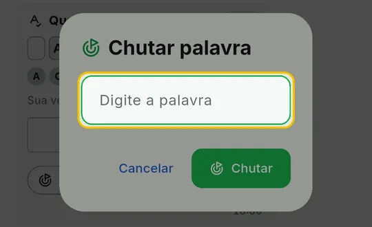 Janela Chutar palavra com a palavra digitada