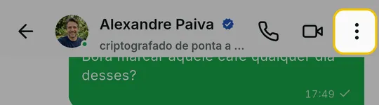 Alto da conversa com o menu de três pontos em destaque