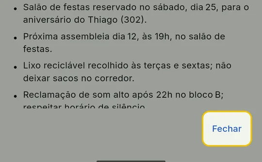Parte de baixo da janela Me atualiza com o botão Fechar