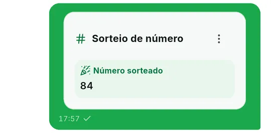 Cartão Sorteio de número com o número sorteado