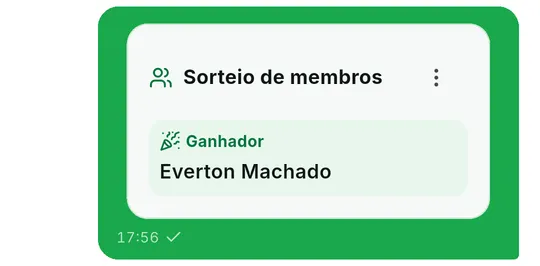 Cartão do sorteio com o nome do ganhador